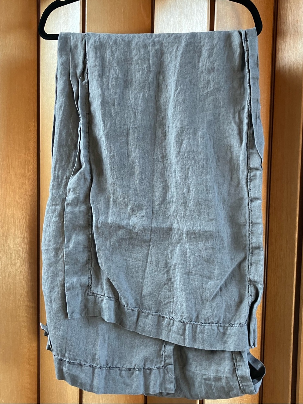 Williams Sonoma Gray Rustic Hem Stitch Table Runner linen 108 X 17 Inches Farm